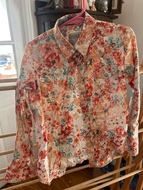 Roper Coral, Teal and Peach Floral Snap-Front Shirt Jacket